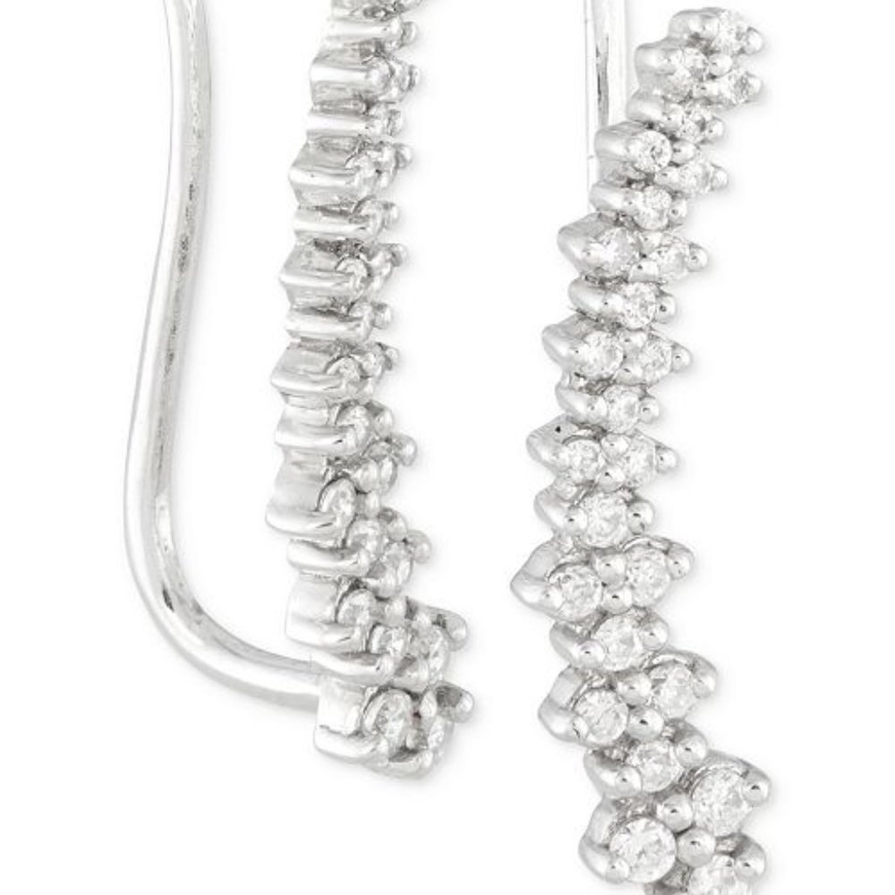 NEW Macy's Wrapped Love Diamonds Whit Gold Crawlers Stud Casual Earrings